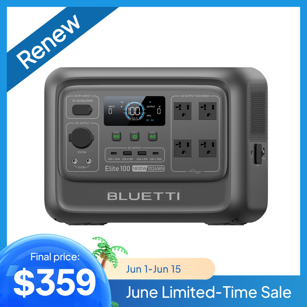 BLUETTI Elite 100 V2 Portable Power Station 1800W 1024Wh LFP for Camping Backup