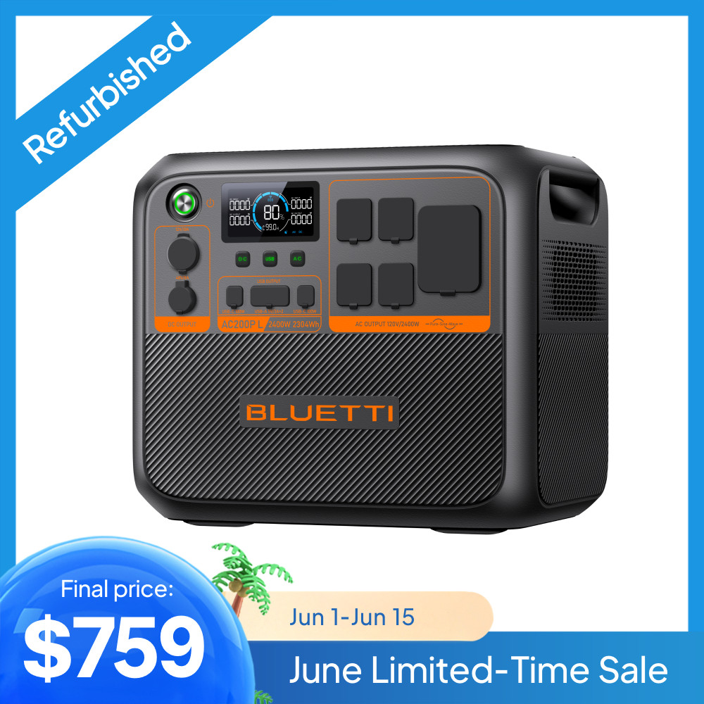 BLUETTI AC200PL 2400W 2304Wh Power Station LiFePO₄ Battery for Backup/RV Trip