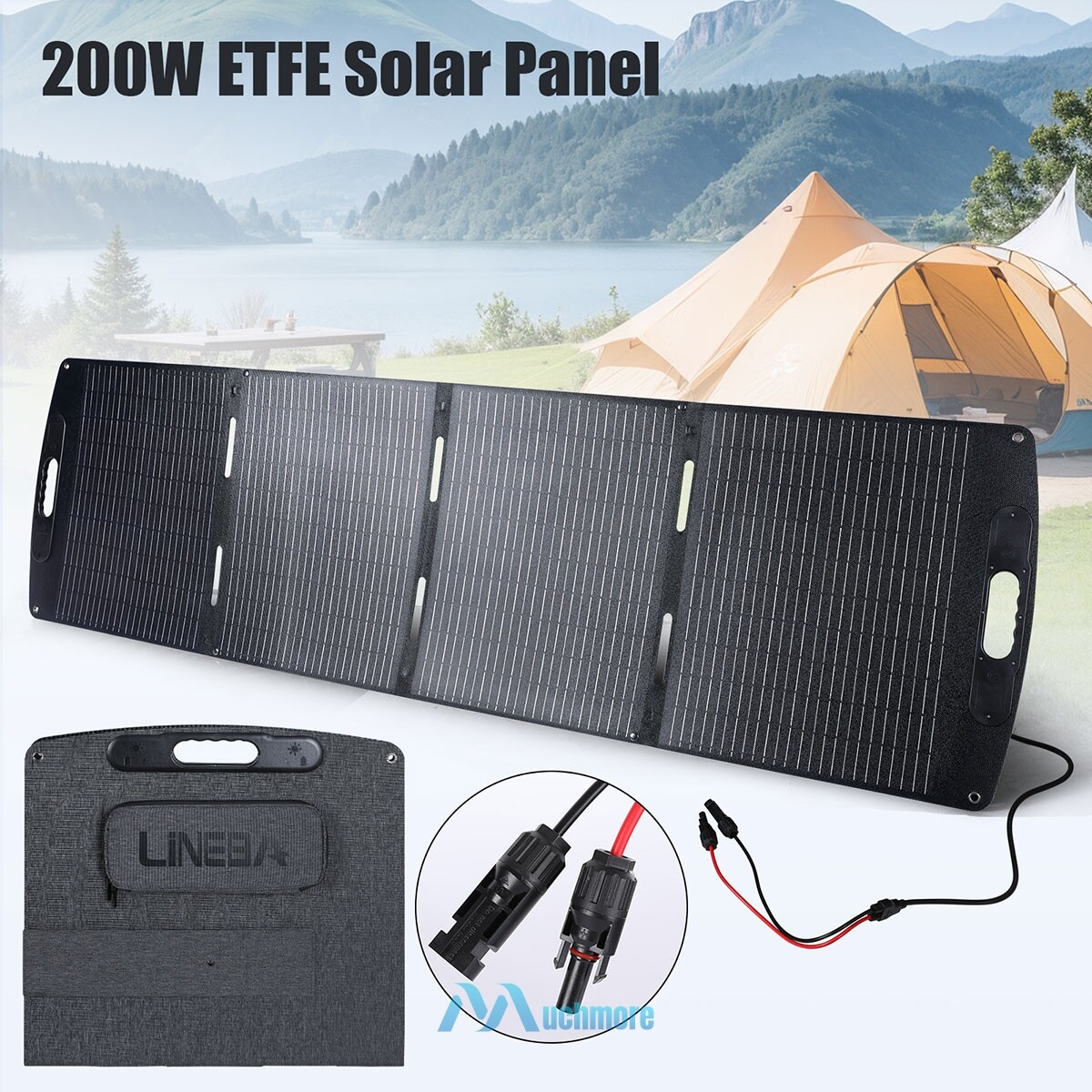 200W Foldable Portable Solar Panel Kit IP68 Waterproof fr Power Station with MC4