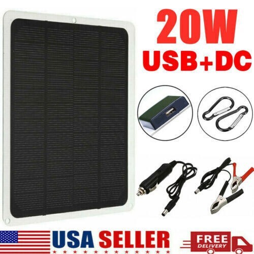 Solar Panel 20W 12V Monocrystalline Waterproof Solar Panel Kit for Car Boat RV