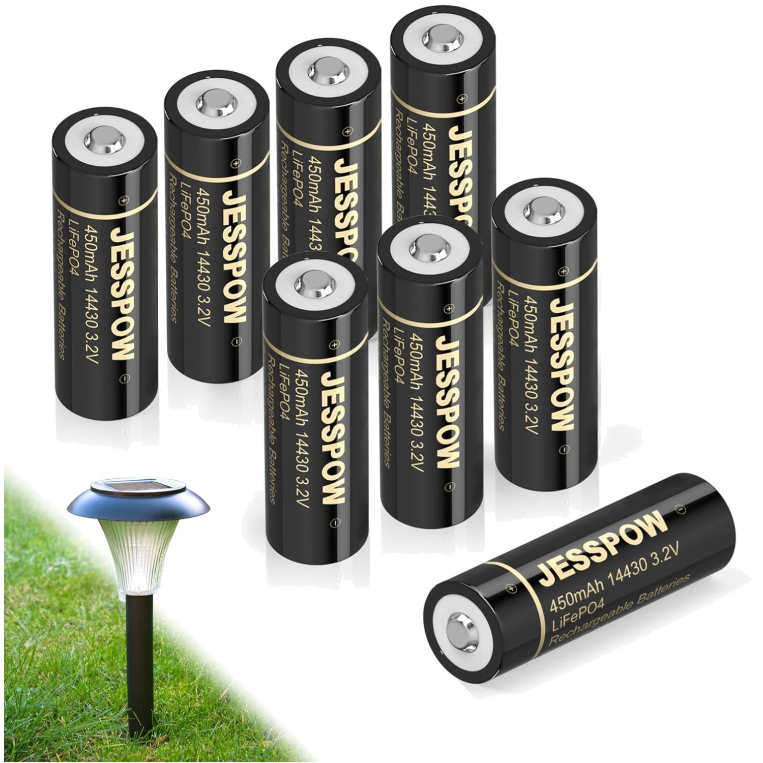 8-Pack 14430 Rechargeable LiFePo4 Batteries