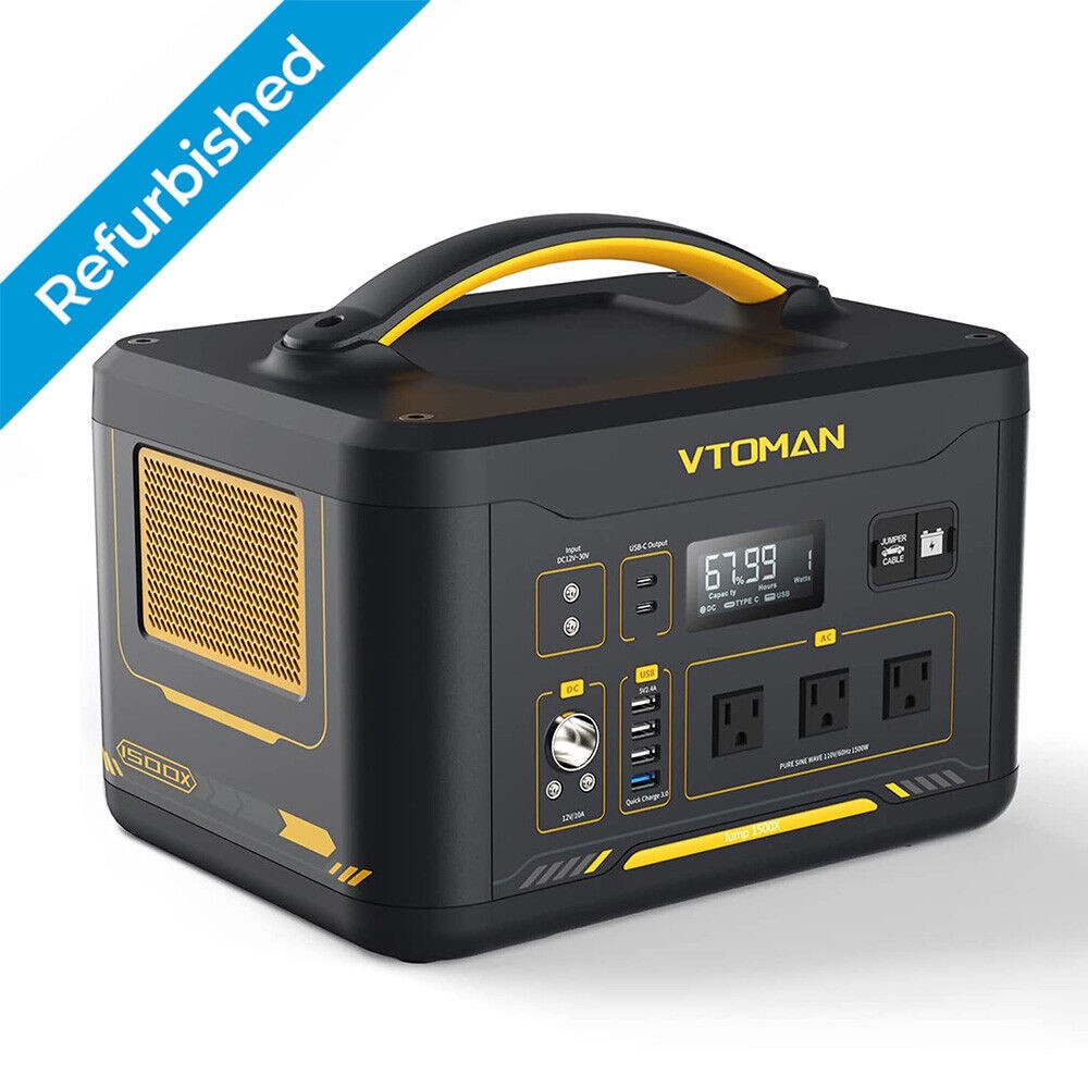 VTOMAN Jump 1500X Portable Power Station 1500W (3000W Peak), 828Wh LiFePO4 (LFP)