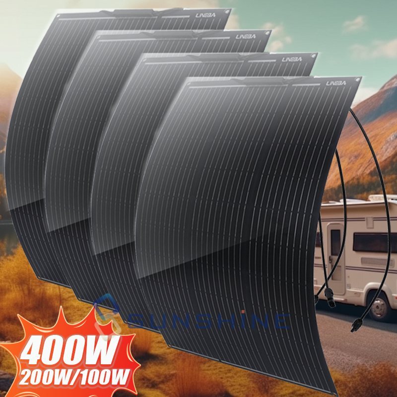 400W Flexible Solar Panel Mono 12V for Home RV Roof Camp Power Battery Charging