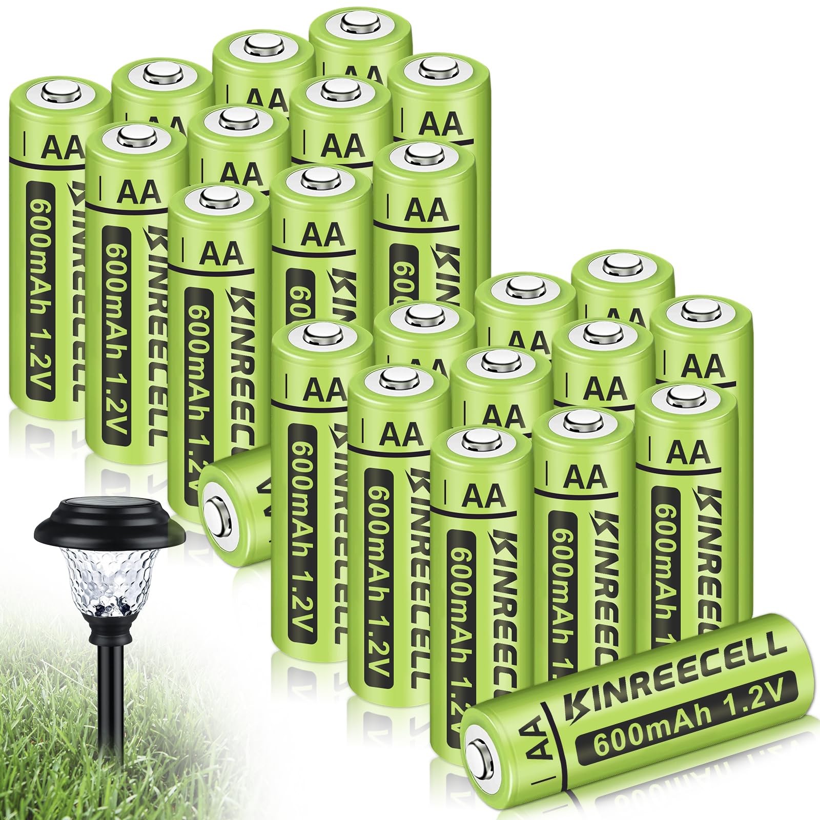 Rechargeable AA 600mAh Batteries, Ni-MH Double A Solar Batteries High Capacit…