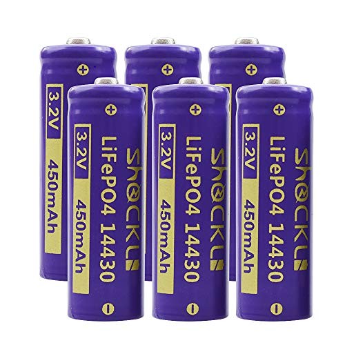 Funkawa (6-Pack) Shockli 14430 3.2V 450Mah Lifepo4 Rechargeable Solar