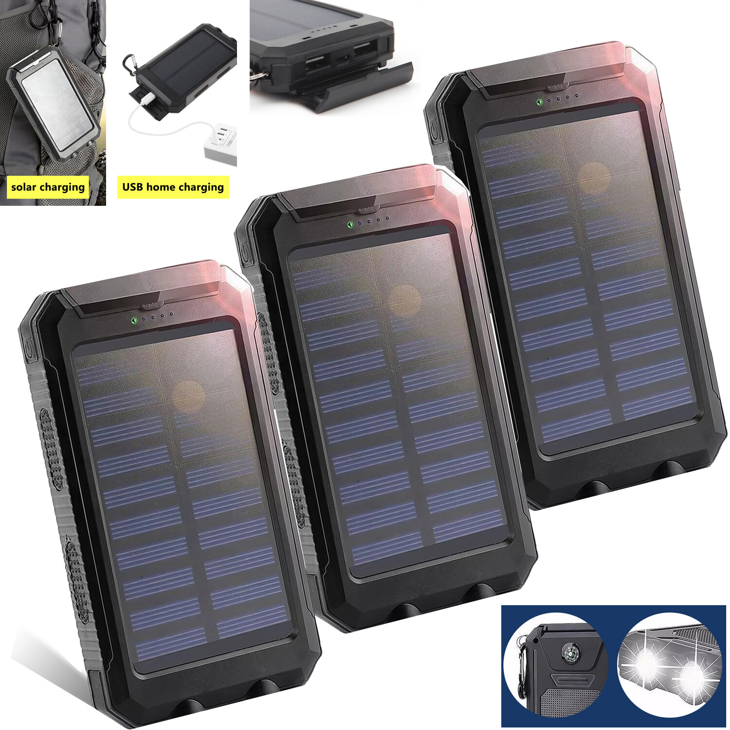 2026 Super 10000000mAh Dual USB Portable Charger Solar Power Bank For Cell Phone