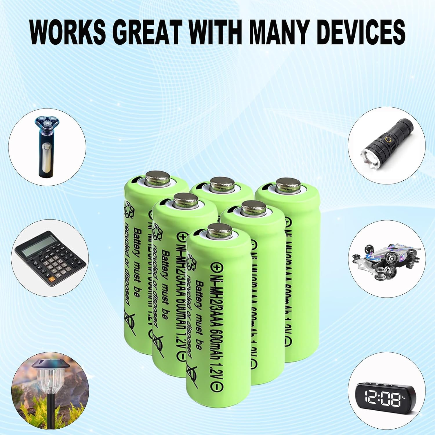 10 Pcs NIMH 2/3AAA 1.2V 600Mah Rechargeable Solar Batteries,2/3 AAA Batteries…