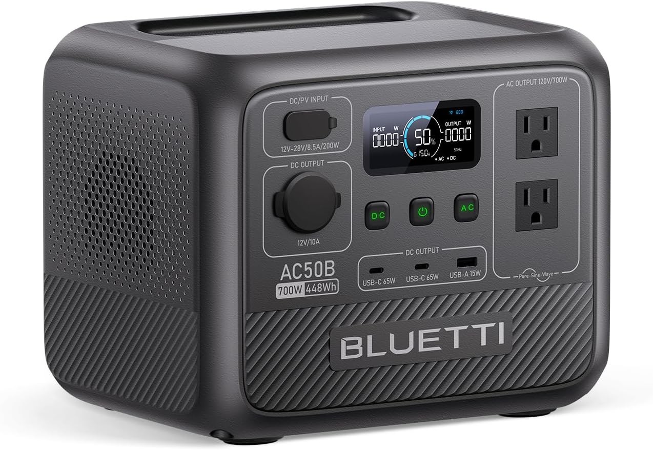 Portable Power Station, 448Wh Solar Generator LiFePO4 Battery Backup w/ 2 700W A