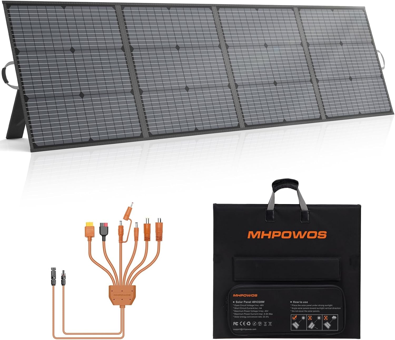 Portable Solar Panel 220W 40V Monocrystalline Foldable