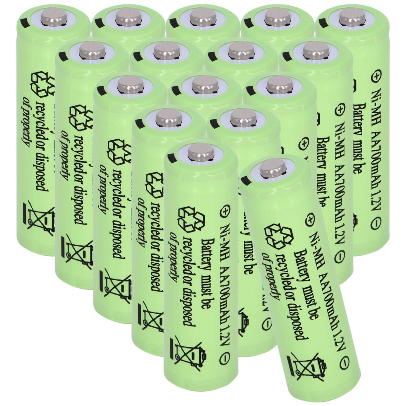 Yibatopow 16 Packs NiMH Rechargeable Battery 1.2V AA 700mAh,Double A Solar Li…