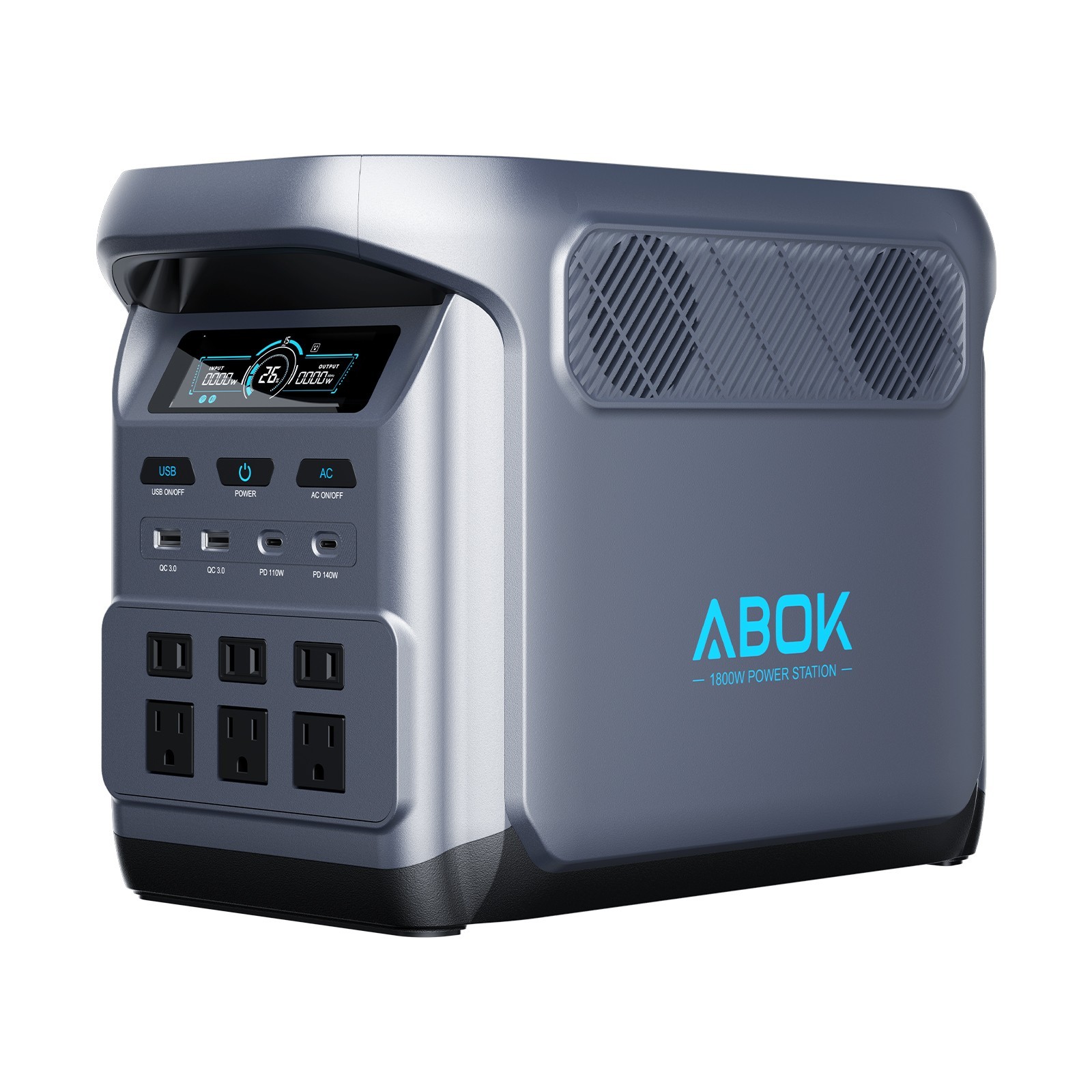 1024Wh ABOK Ark1800 Power Station 1800W LiFePO4 PD140W UPS App 1000W PV Input