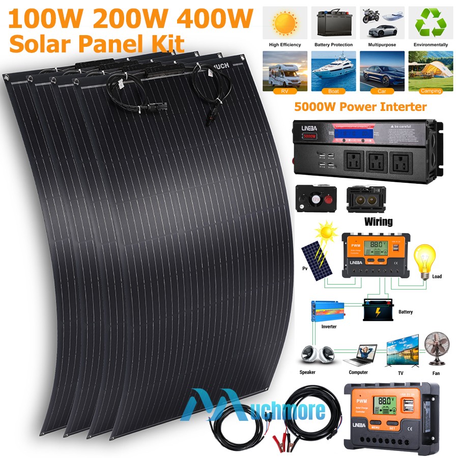 5000W Solar Panel Kit Solar Power Generator with Inverter Home 110V Grid System