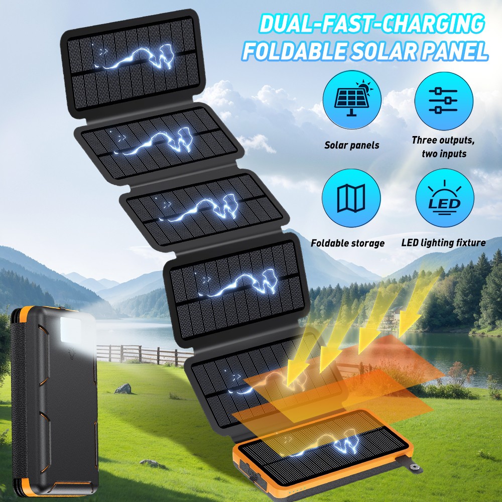 46800mAh Portable Solar Power Bank For Mobile Phone Charger With 6 Solar Panel