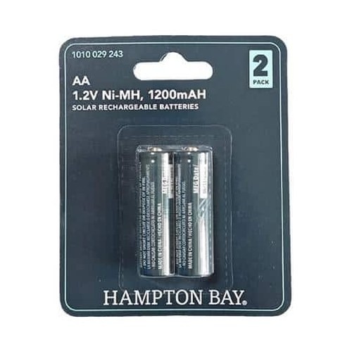 Hampton Bay 1200mAh Rechargeable Solar Batteries AA 2-Pack
