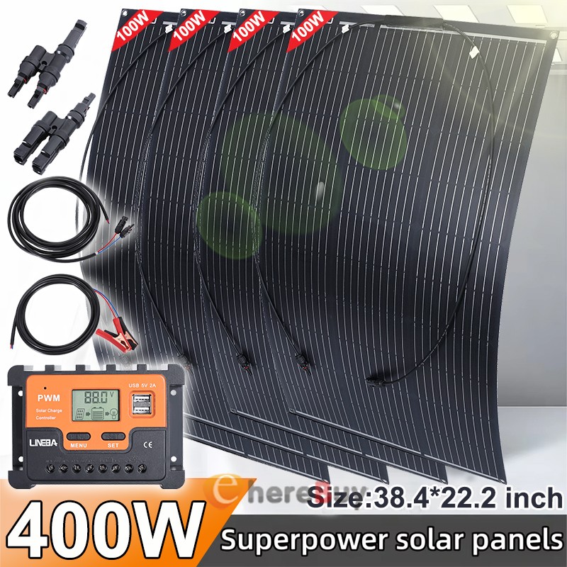 Solar Panel Kit 400W High Efficiency Battery Charging Controller Caravan Boat RV