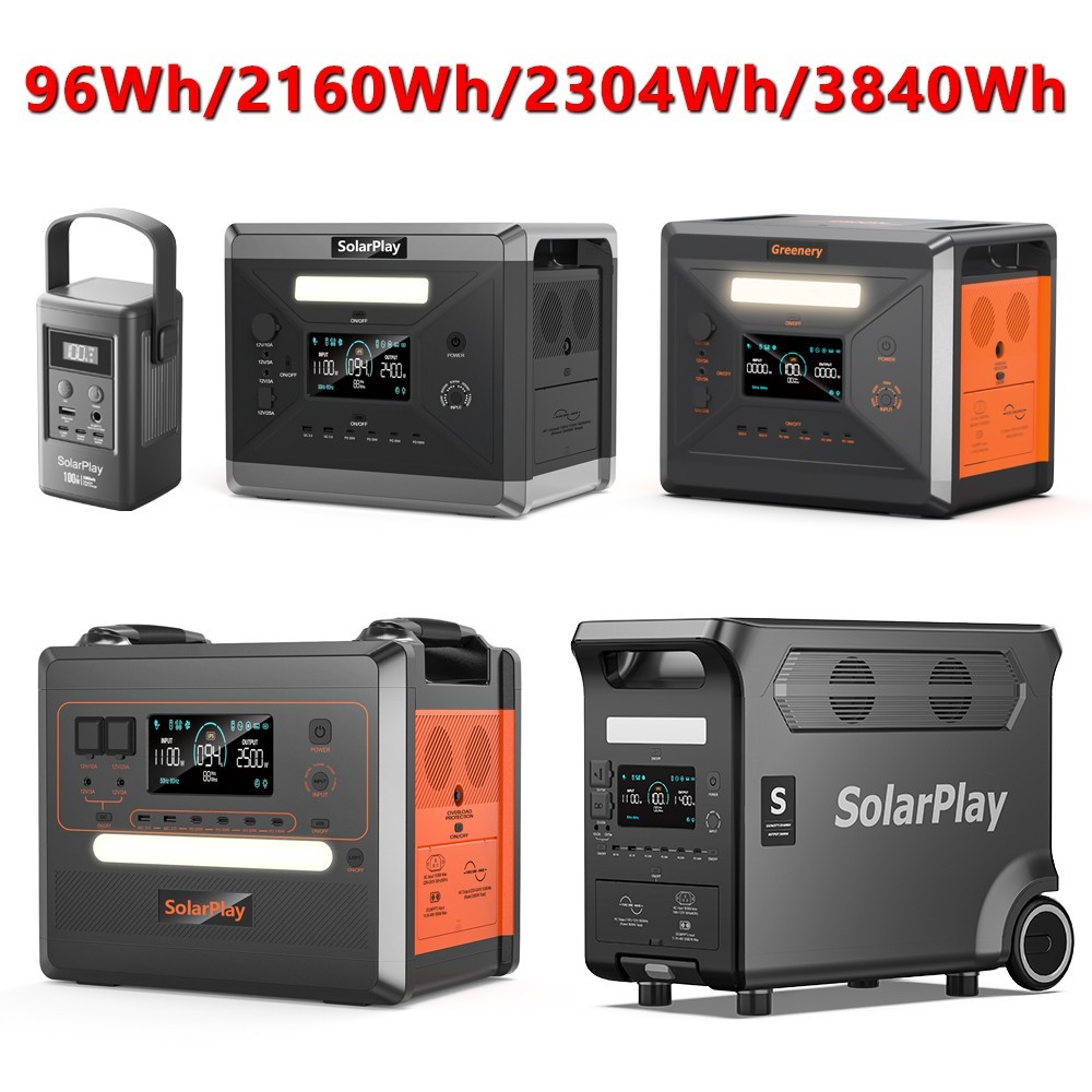 SolarPlay 96/2160/2304/3840Wh Power Station for Outdoor, RV, Camping Generator
