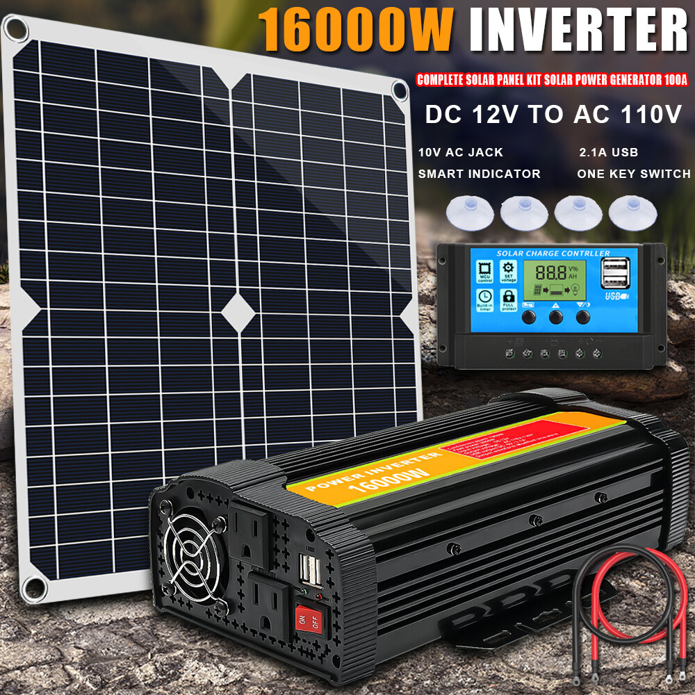 16000W Complete Solar Panel Kit Solar Power Generator 100A Home 110V Grid System