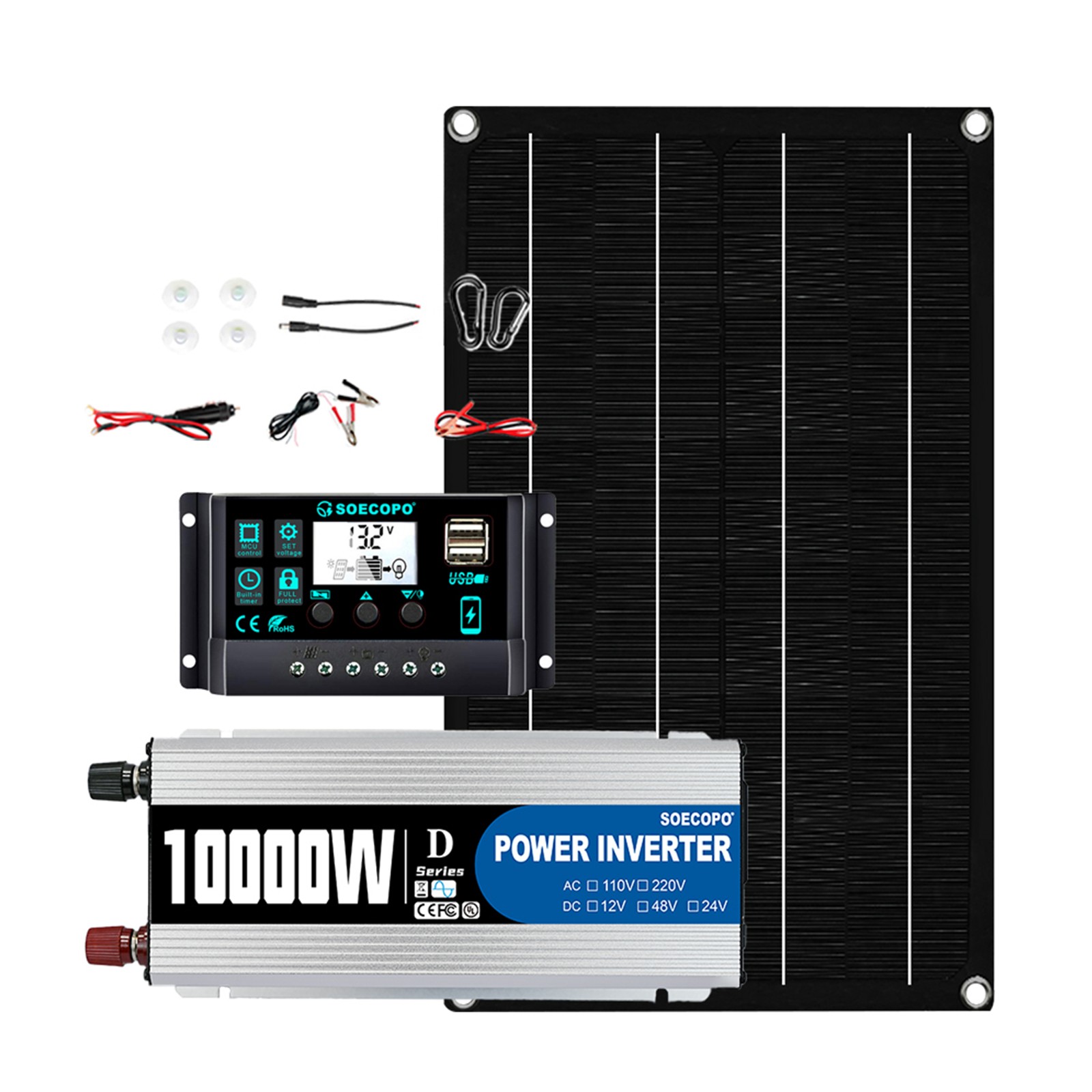 10000W Inverter Solar Panel Kit Solar Power Generator 100A Home 110V Grid System
