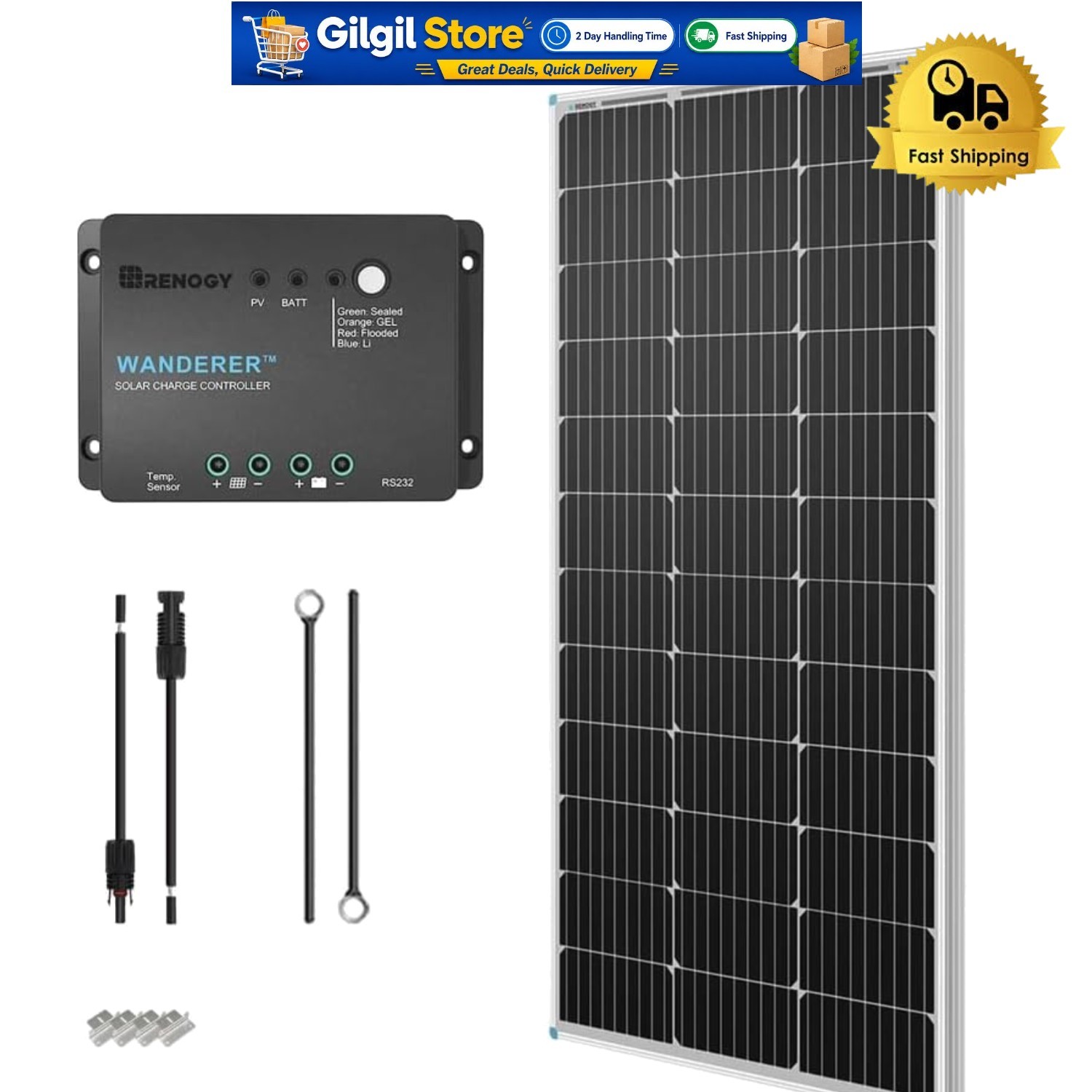 Efficient 100W Solar Panel Starter Kit – Perfect for Campers and Off-Grid Living