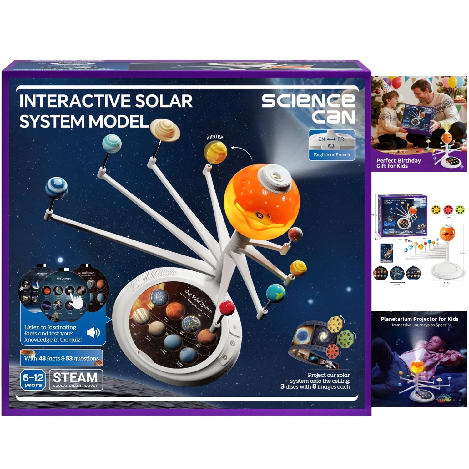 STEM Learning Talking Solar System Projector with 8 Planets – Gift for Ages 6-12