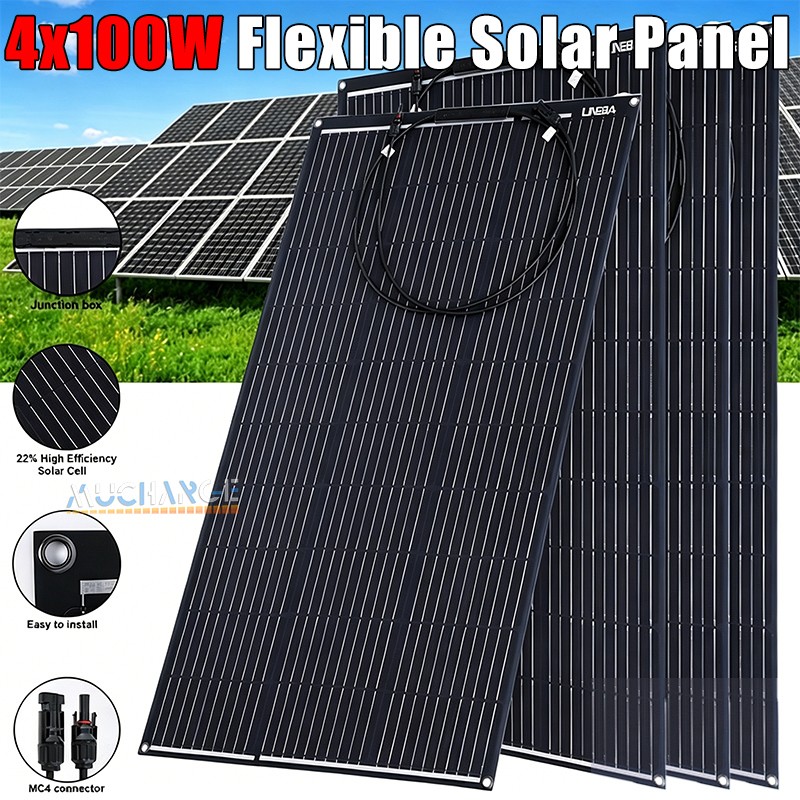 200W Mono Flexible Solar Panel Off-Grid 9BB for RV/Boat/Cabin/Battery 2 x 100W
